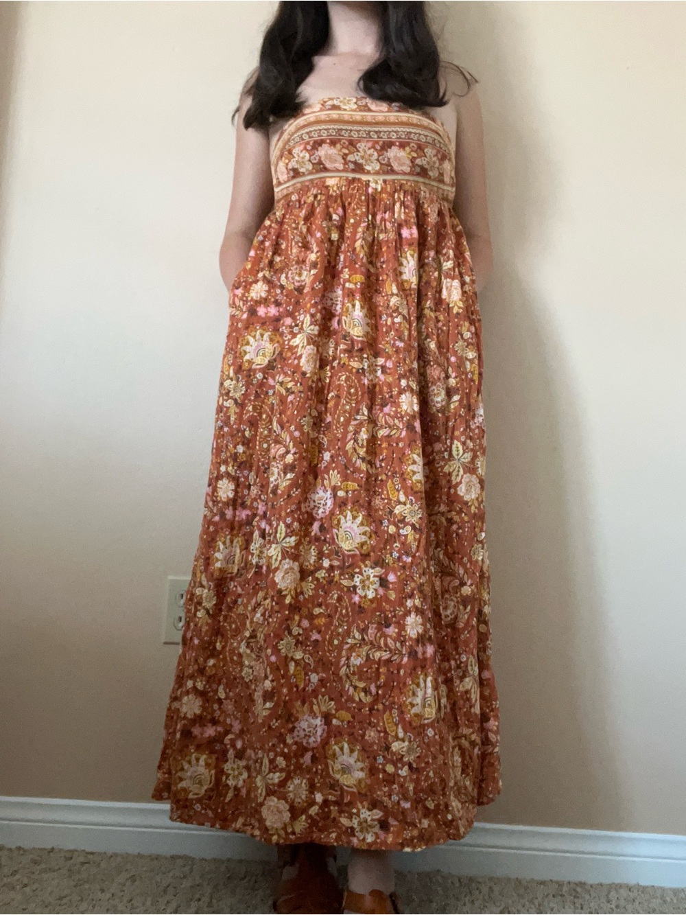 Strapless floral maxi dress